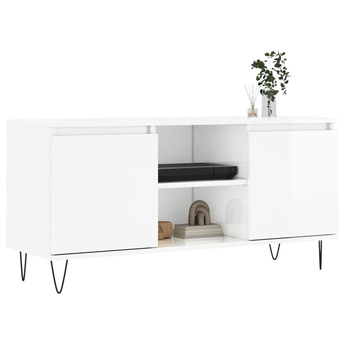 TV-Schrank Hochglanz-Weiß 104x35x50 cm Holzwerkstoff