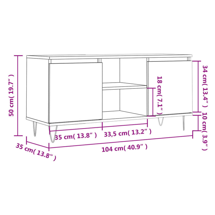 TV-Schrank Hochglanz-Weiß 104x35x50 cm Holzwerkstoff