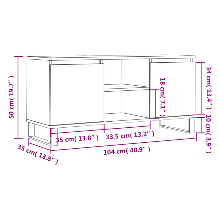 TV-Schrank Grau Sonoma 104x35x50 cm Holzwerkstoff