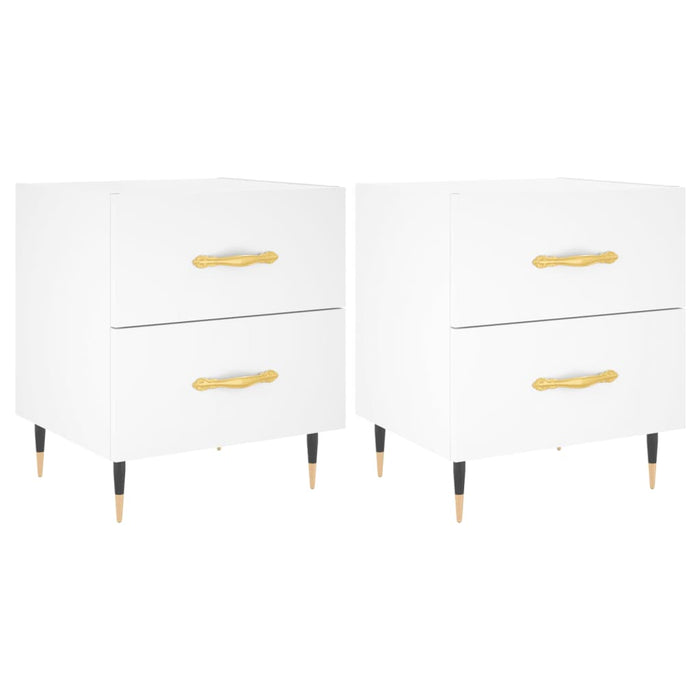 Nachttische 2 Stk. Weiß 40x35x47,5 cm Holzwerkstoff