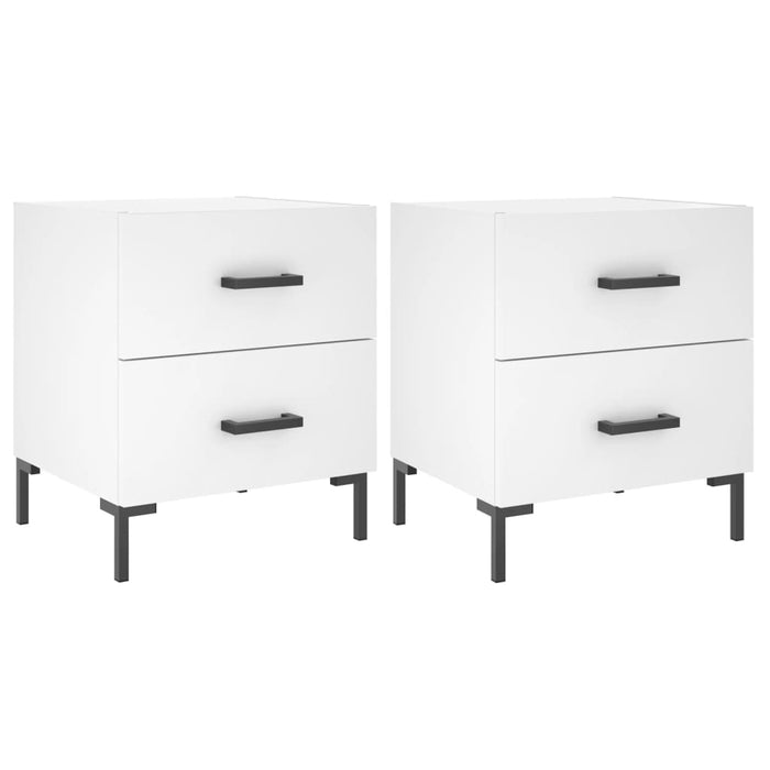 Nachttische 2 Stk. Weiß 40x35x47,5 cm Holzwerkstoff