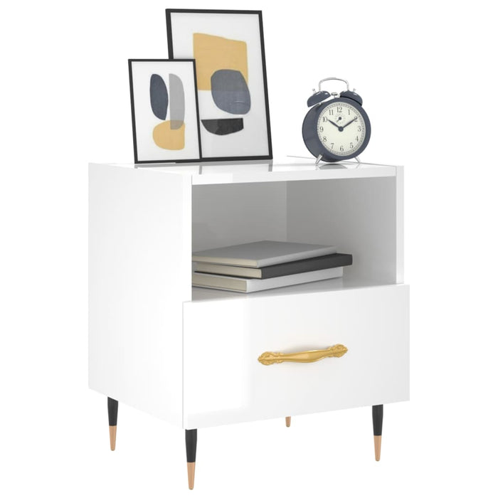 Nachttische 2 Stk. Hochglanz-Weiß 40x35x47,5 cm Holzwerkstoff