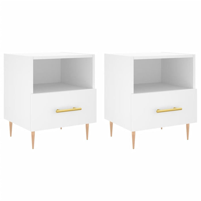 Nachttische 2 Stk. Weiß 40x35x47,5 cm Holzwerkstoff