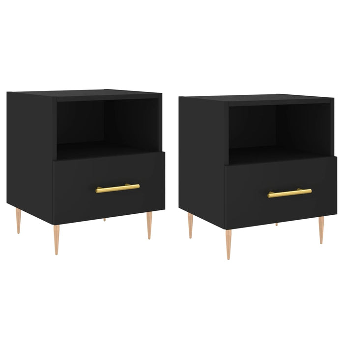 Nachttische 2 Stk. Schwarz 40x35x47,5 cm Holzwerkstoff