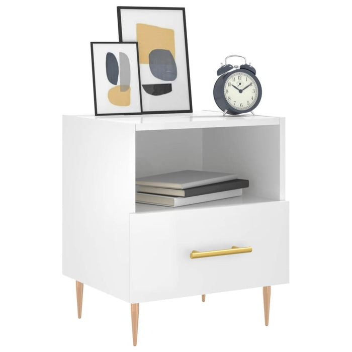 Nachttische 2 Stk. Hochglanz-Weiß 40x35x47,5 cm Holzwerkstoff