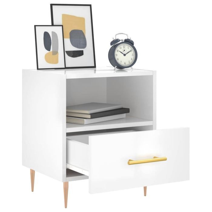 Nachttische 2 Stk. Hochglanz-Weiß 40x35x47,5 cm Holzwerkstoff