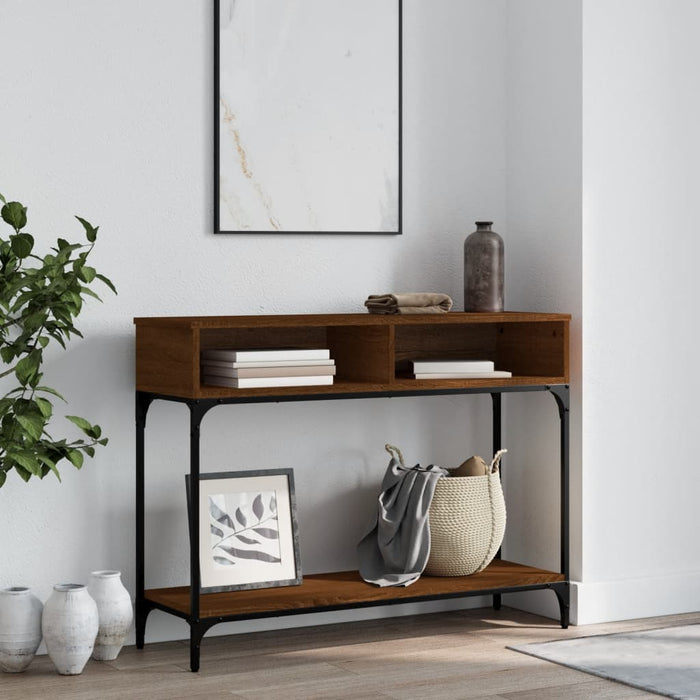 Console table brown oak look 100x30.5x75 cm wood material