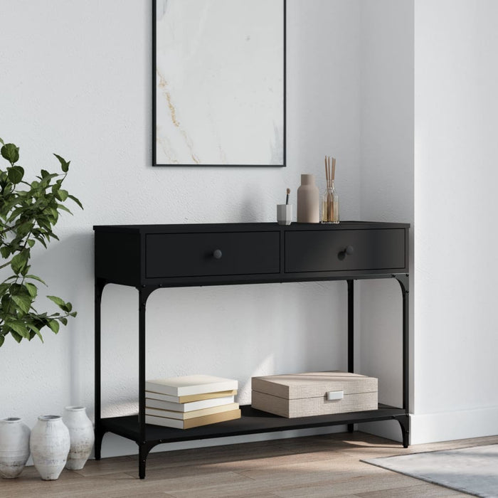 Console table black 100x34.5x75 cm made of wood