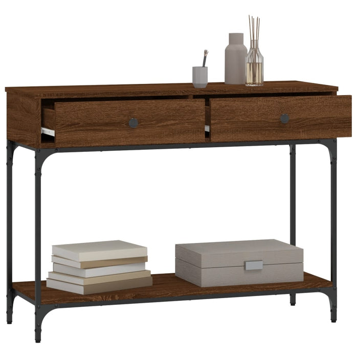 Console table brown oak look 100x34.5x75 cm wood material