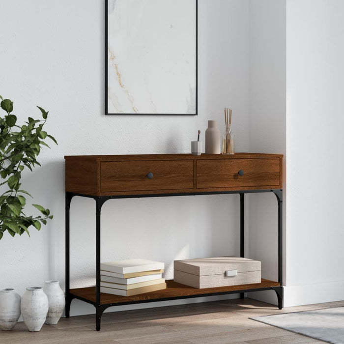 Console table brown oak look 100x34.5x75 cm wood material