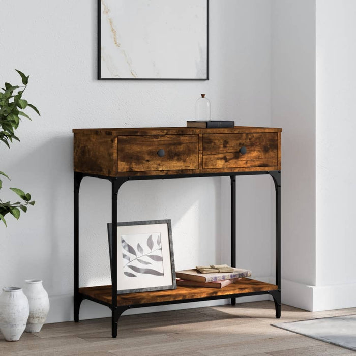 Console table smoked oak 75x34.5x75 cm wood material