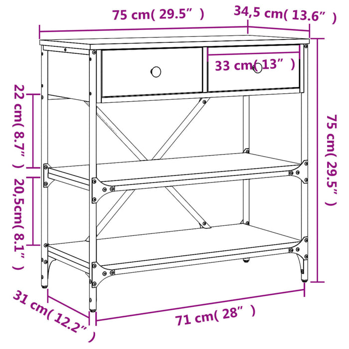 Konsolentisch Sonoma-Eiche 75x34,5x75 cm Holzwerkstoff