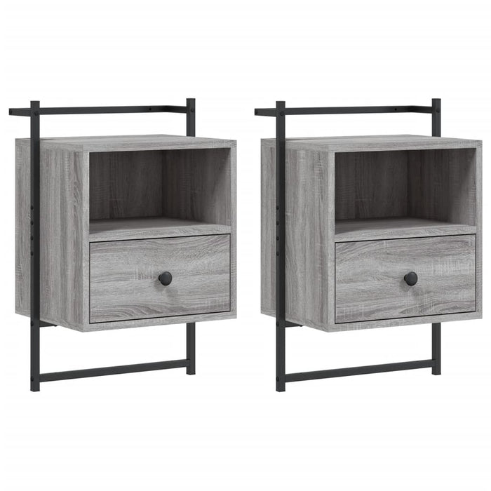 Wand-Nachttische 2 Stk. Grau Sonoma 40x30x61 cm Holzwerkstoff