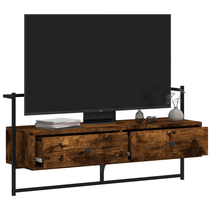 TV wall cabinet smoked oak 100.5x30x51 cm wood material