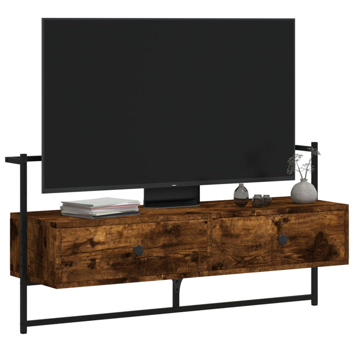 TV wall cabinet smoked oak 100.5x30x51 cm wood material