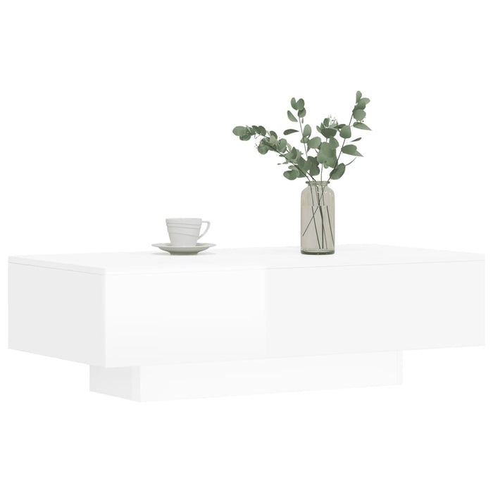 Coffee table high-gloss white 100x49.5x31 cm made of wood