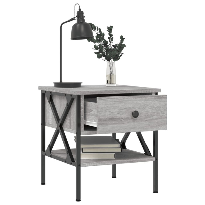 Nachttische 2 Stk. Grau Sonoma 40x42x45 cm Holzwerkstoff