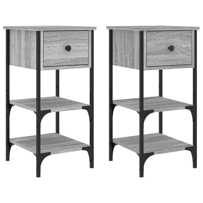Nachttische 2 Stk. Grau Sonoma 34x36x70 cm Holzwerkstoff