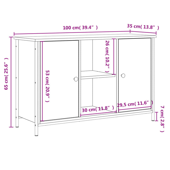 TV-Schrank Grau Sonoma-Eiche 100x35x65 cm Holzwerkstoff