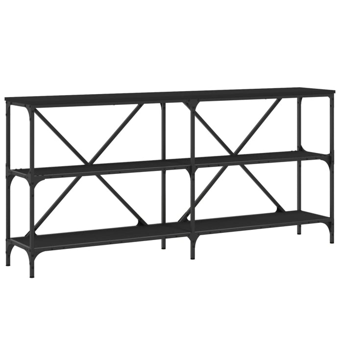 Console table black 160x30x75 cm made of wood and iron