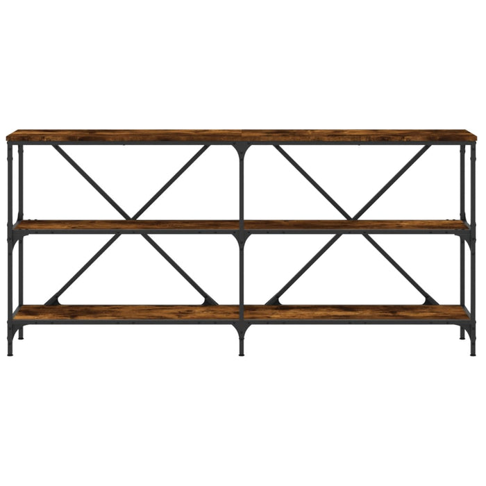 Console table smoked oak 160x30x75 cm made of wood and iron