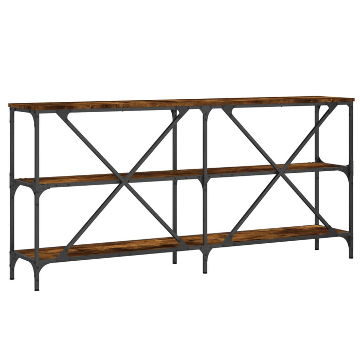 Console table smoked oak 160x30x75 cm made of wood and iron