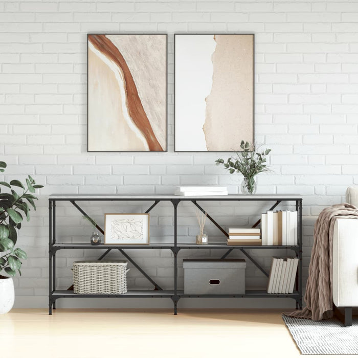Console table gray Sonoma 160x30x75 cm made of wood and iron
