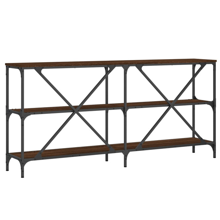 Console table brown oak look 160x30x75 cm wood material