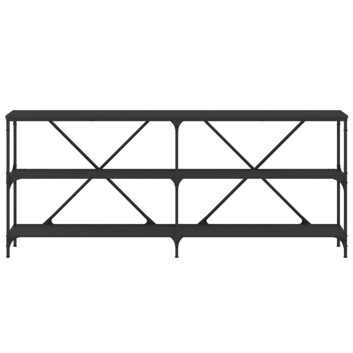 Console table black 180x30x75 cm made of wood and iron