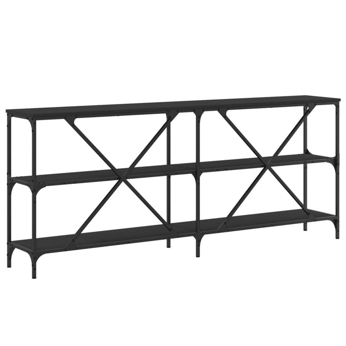 Console table black 180x30x75 cm made of wood and iron