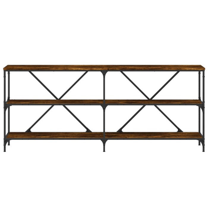 Console table smoked oak 180x30x75 cm made of wood and iron