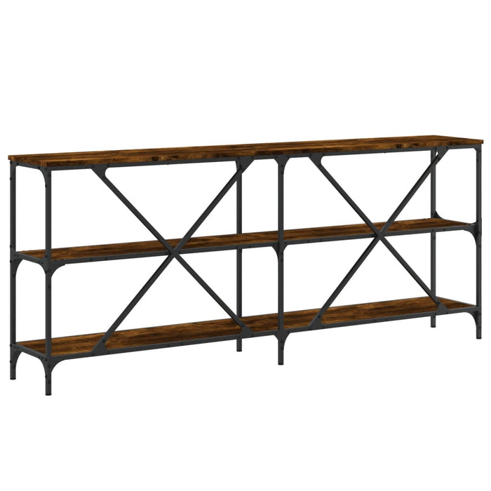 Console table smoked oak 180x30x75 cm made of wood and iron