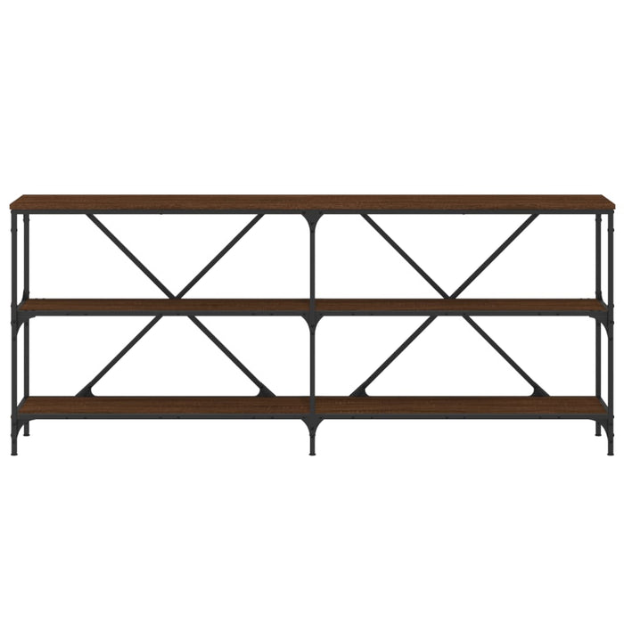 Console table brown oak 180x30x75 cm made of wood and iron