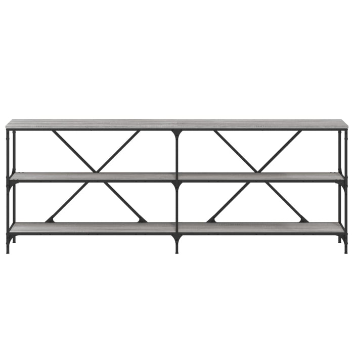 Console table gray Sonoma 200x30x75 cm made of wood and iron
