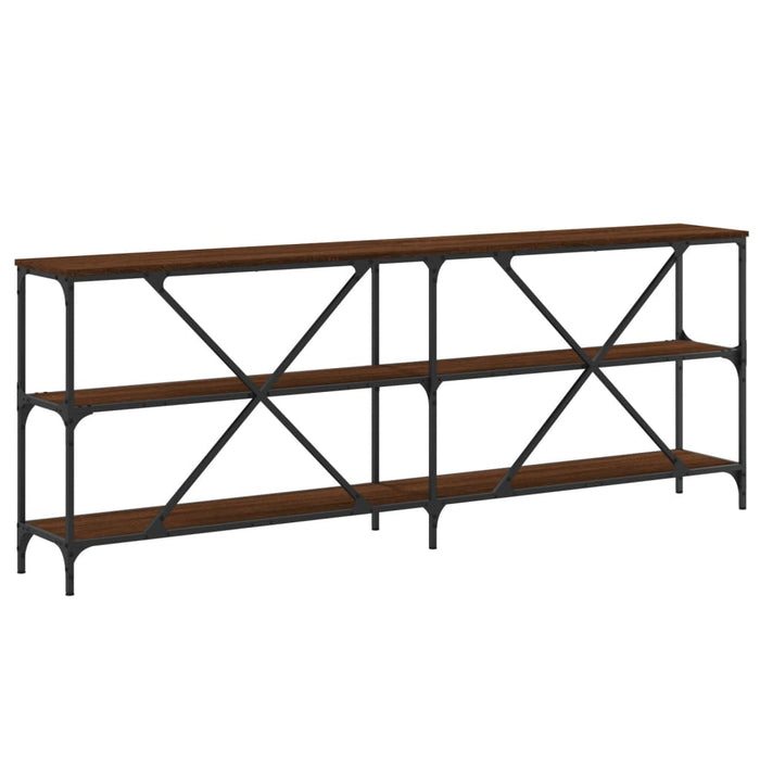 Console table brown oak look 200x30x75 cm wood material