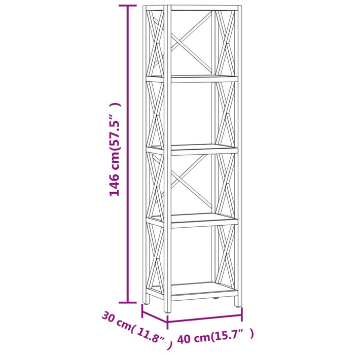 Regal mit 5 Böden 40x30x146 cm Massivholz Eiche