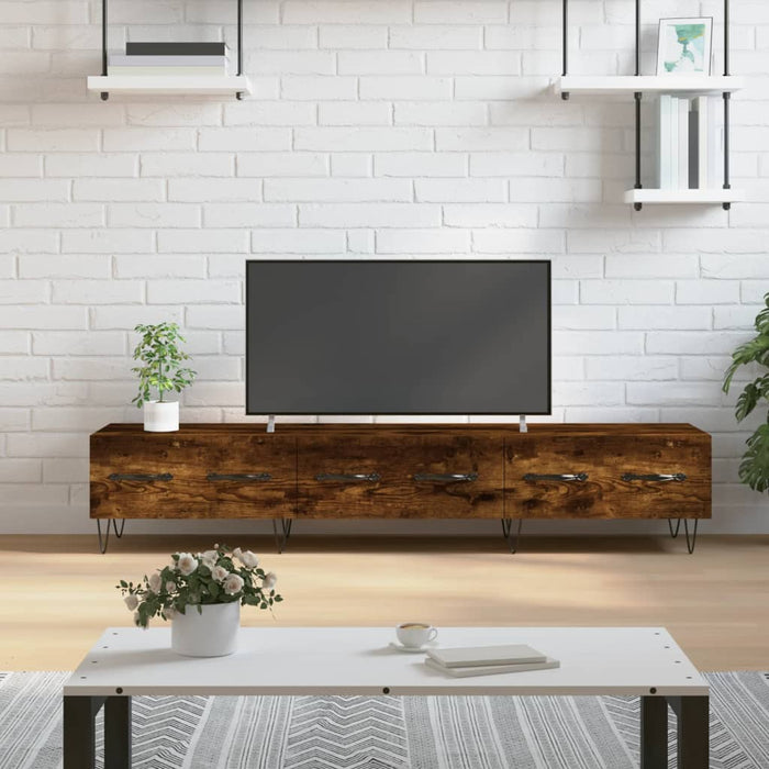 TV cabinet smoked oak 150x36x30 cm wood material