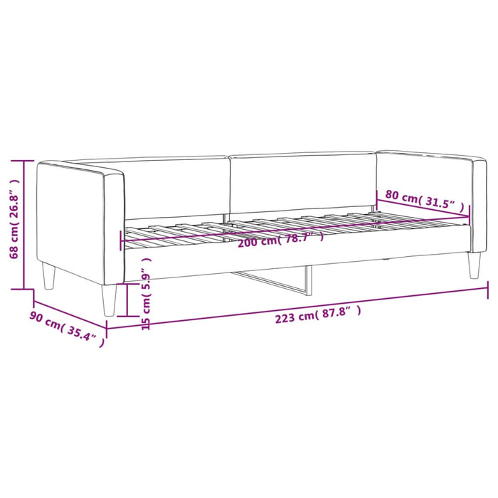 Tagesbett Schwarz 80x200 cm Stoff