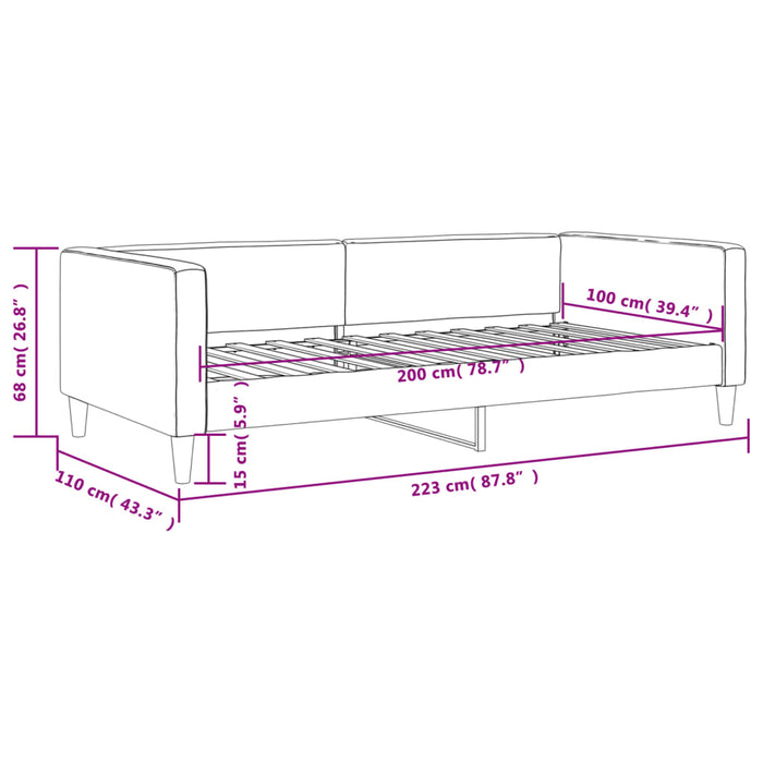 Tagesbett Hellgrau 100x200 cm Stoff