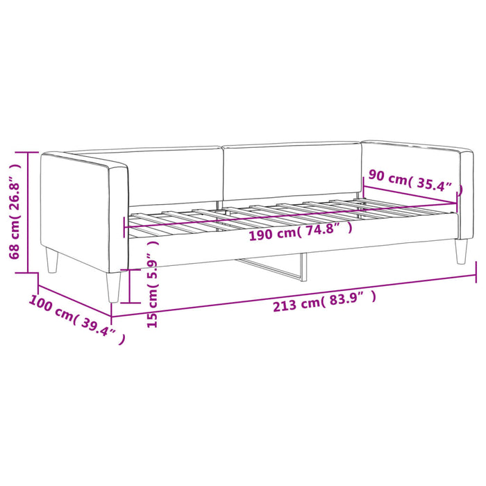 Tagesbett Schwarz 90x190 cm Stoff