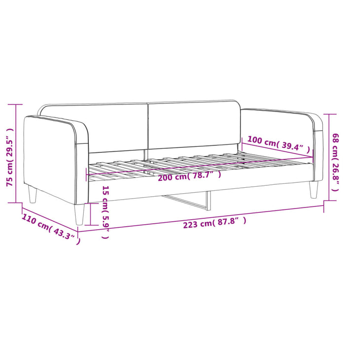 Tagesbett Taupe 100x200 cm Stoff