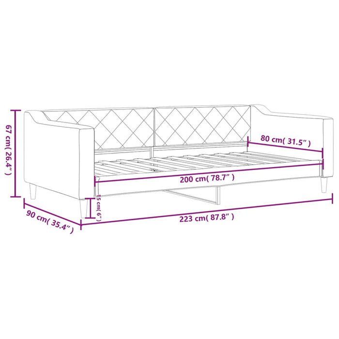 Tagesbett Dunkelgrau 80x200 cm Stoff