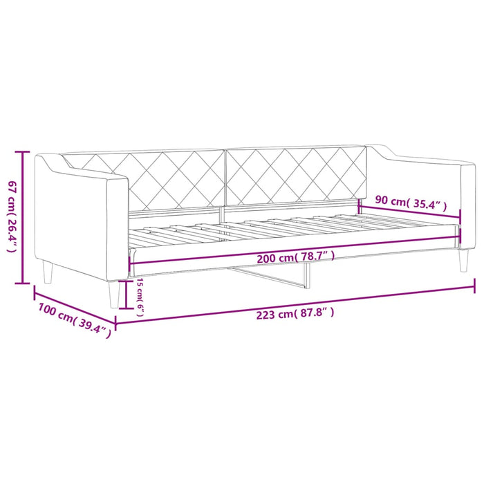 Tagesbett Schwarz 90x200 cm Stoff