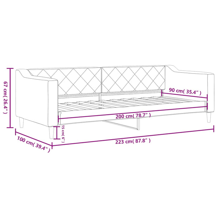 Tagesbett Taupe 90x200 cm Stoff