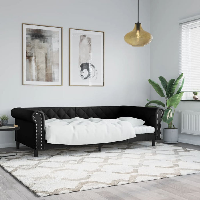 Daybed black 100x200 cm faux leather