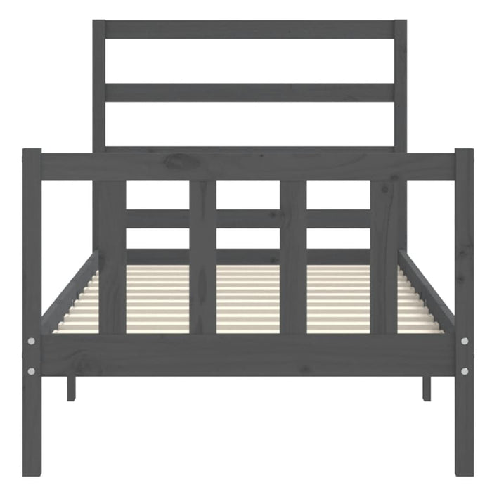 Massivholzbett mit Kopfteil Grau 90x190 cm