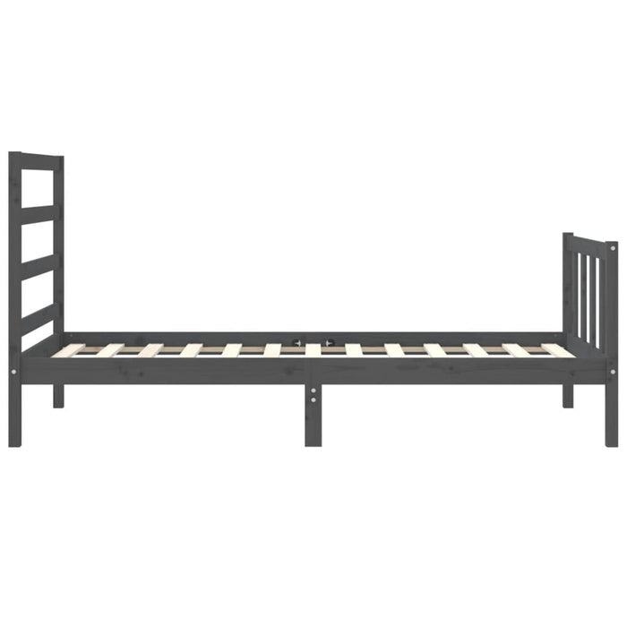 Massivholzbett mit Kopfteil Grau 90x190 cm