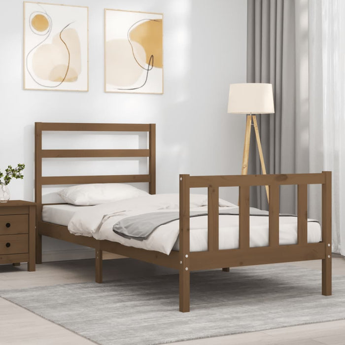 Massivholzbett mit Kopfteil Honigbraun 90x190 cm