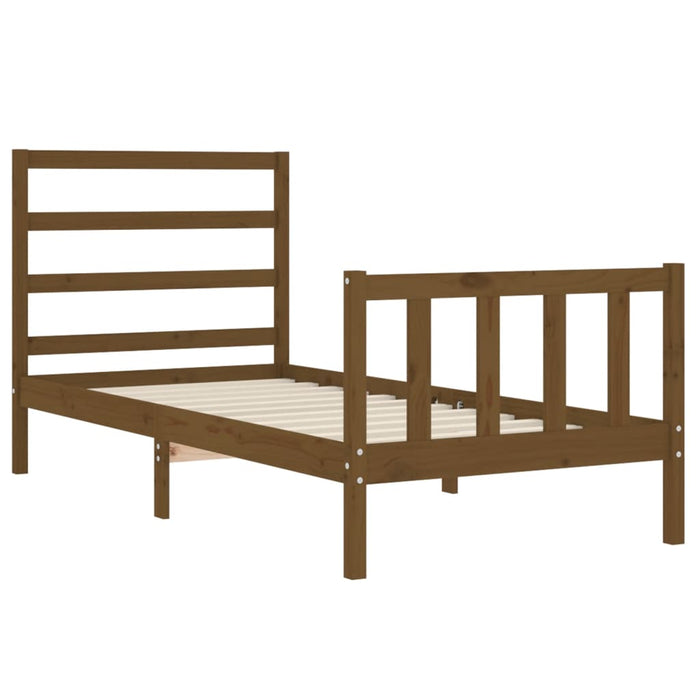 Massivholzbett mit Kopfteil Honigbraun 90x190 cm