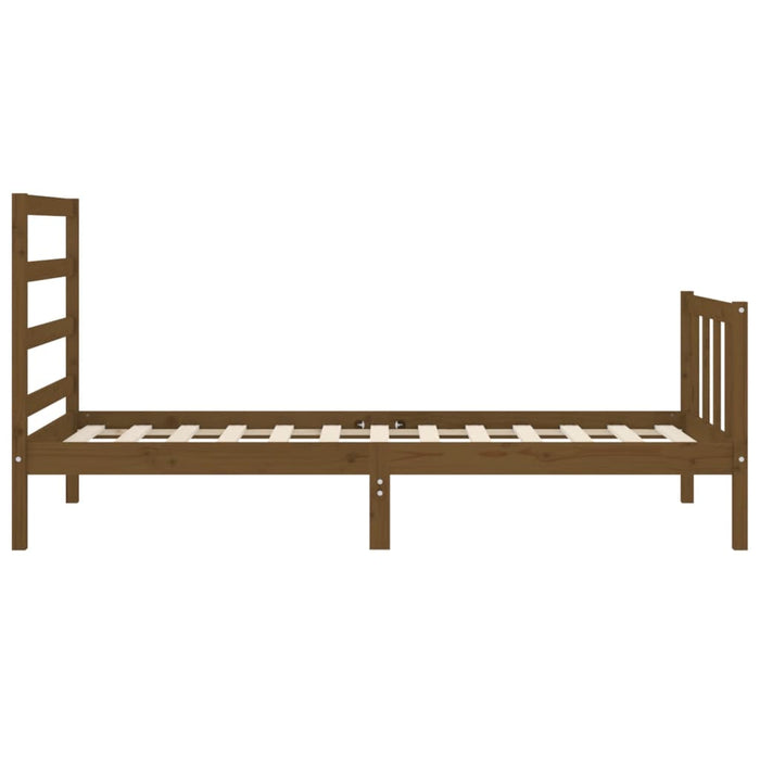 Massivholzbett mit Kopfteil Honigbraun 90x190 cm